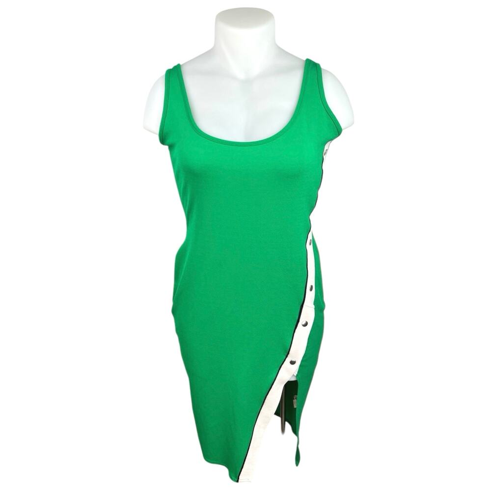 Boohoo Green Sleeveless Asymmetrical Button Slit Mini Bodycon Tank Dress Size 14
